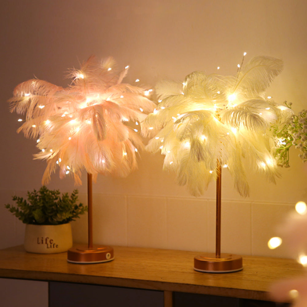 Remote Control Feather Table Lamp