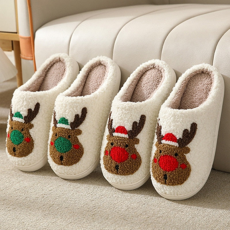 Winter Slippers Christmas Elk Soft Cozy